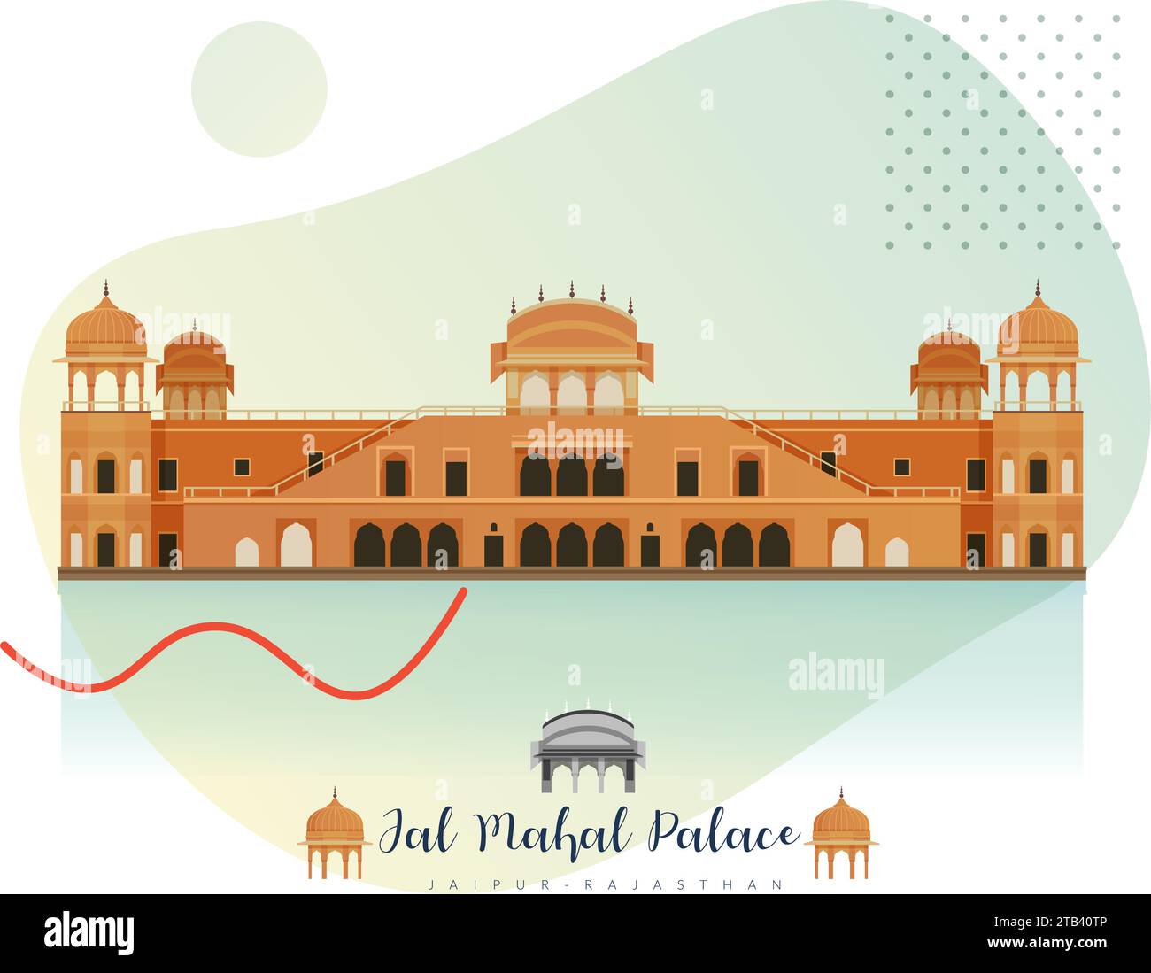 Jal Mahal Palace, Jaipur Rajasthan - Stock Illustration as EPS 10 File Stock Vector