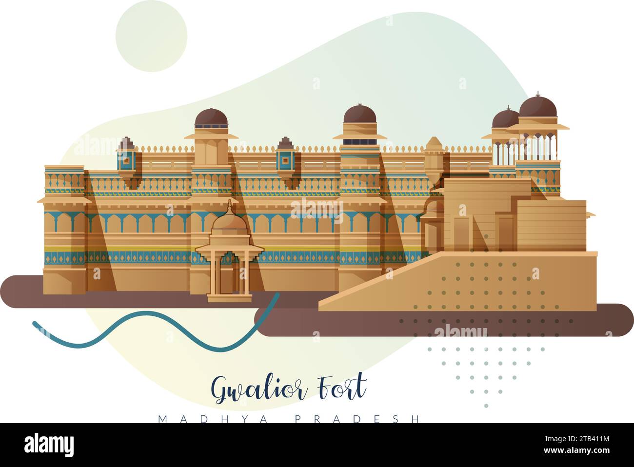 Gwalior Fort - A hill fort - Stock Illustration as EPS 10 File Stock Vector