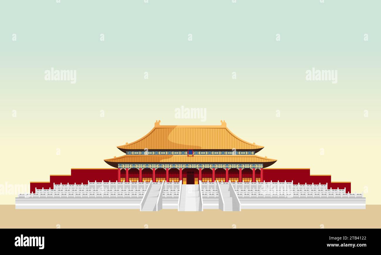 Forbidden City - Palace Complex - Beijing, China - Stock Illustration as EPS 10 File Stock Vector