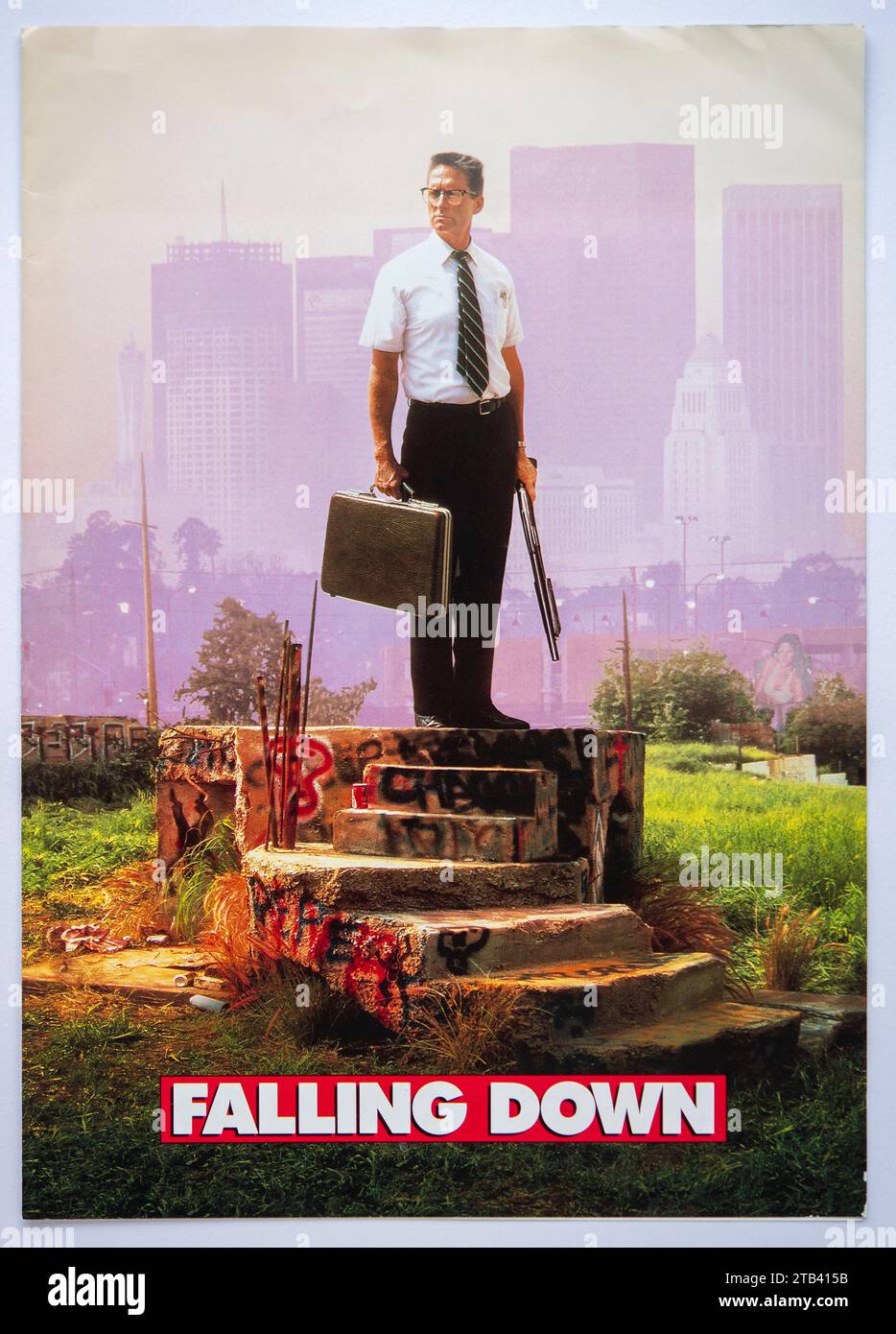 Front cover of publicity information for the movie Falling Down, a psychological thriller starring Michael Douglas, which was released in 1993 Stock Photo