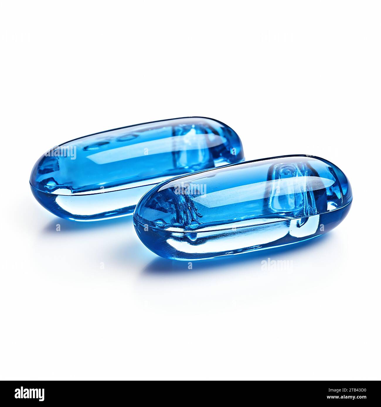 Transparent blue capsules tablets isolated on white background Stock ...