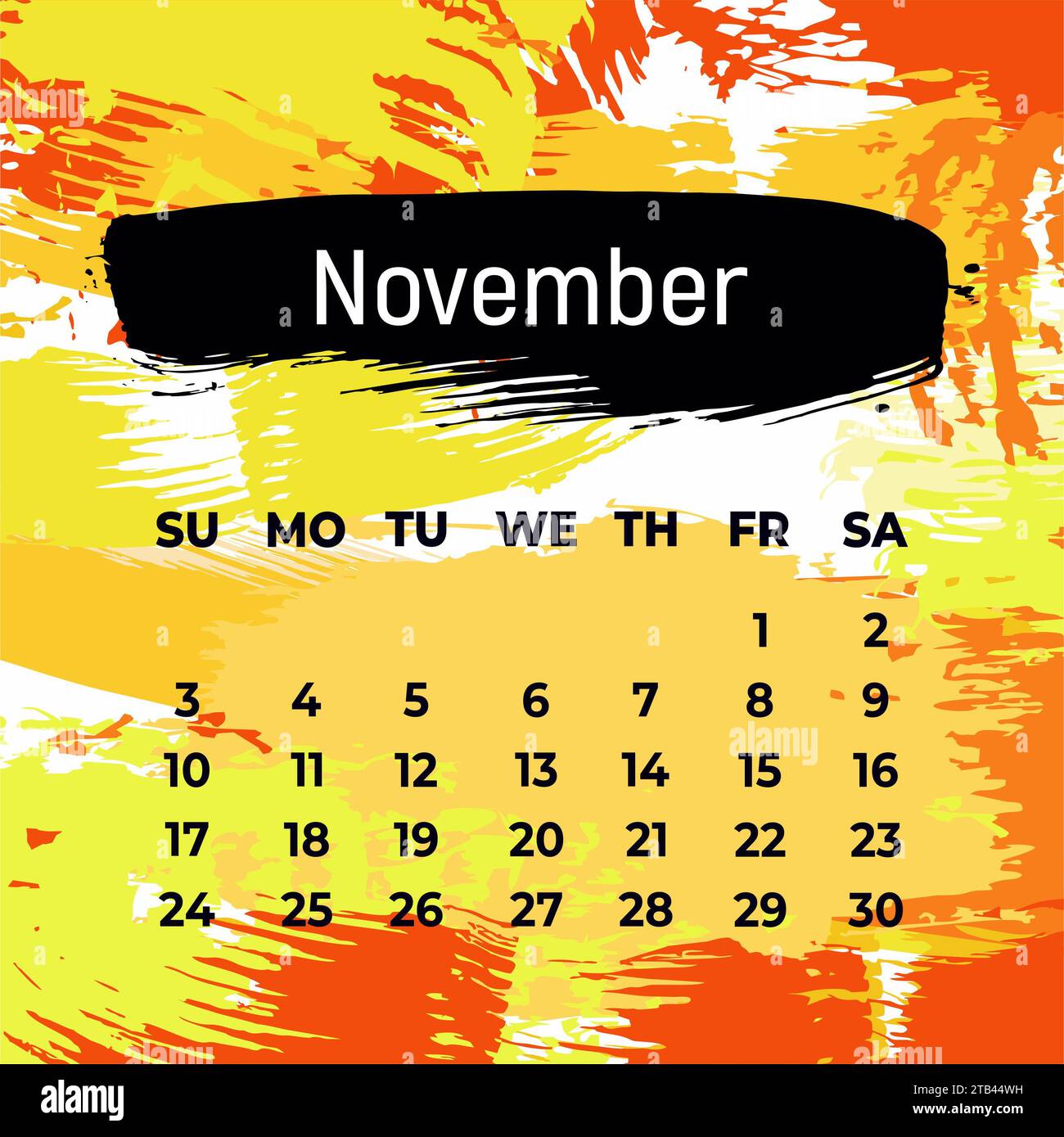 Page for november 2024 year. Square calendar planner for a month