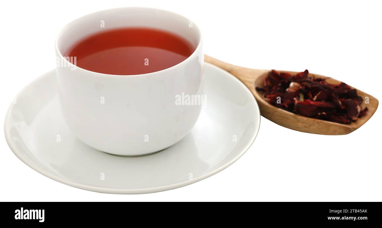 Roselle tea in a white cup isolated Stock Photo