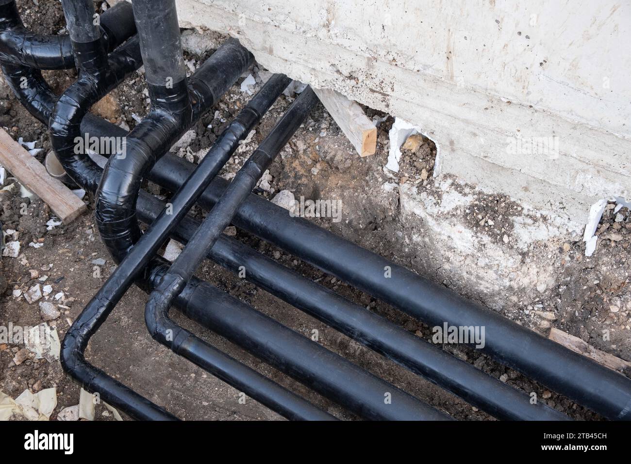 A turning corner in water pipes is plumbing infrastructure, prepared