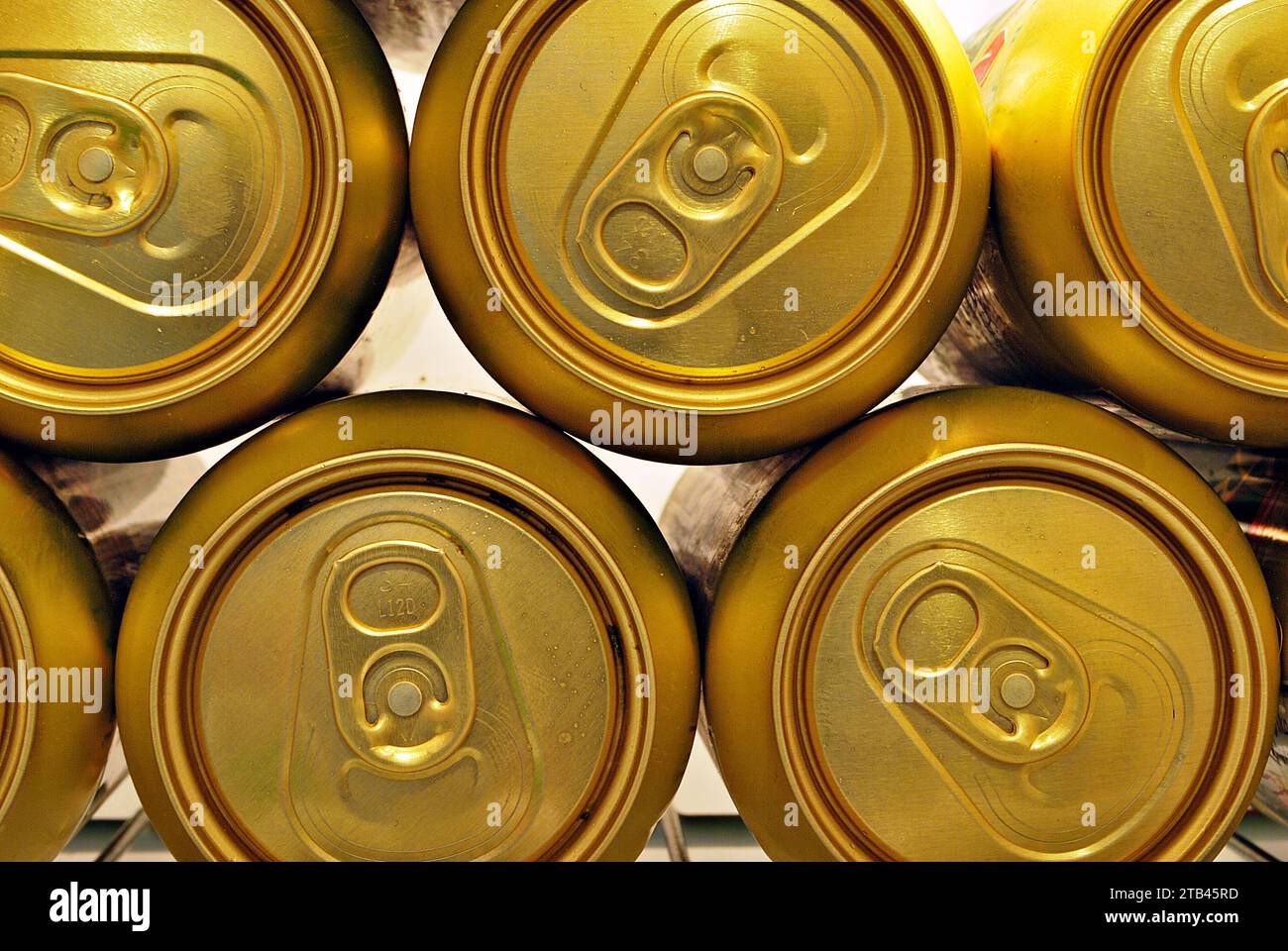 Golden beer cans Stock Photo