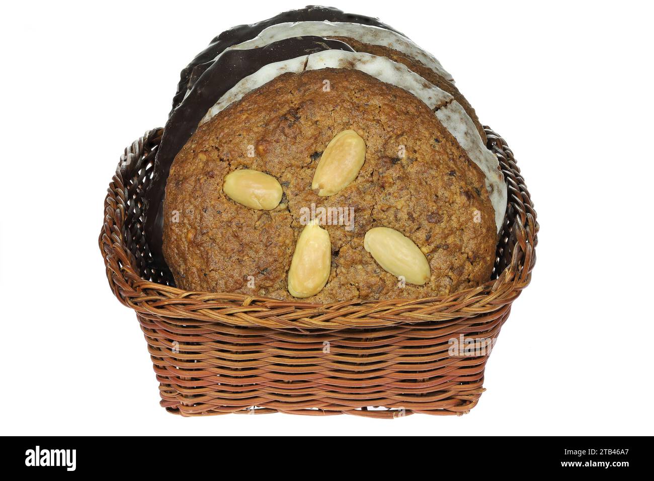 Original Nuremberg Elisen type Lebkuchen (gingerbread) in a basket ...