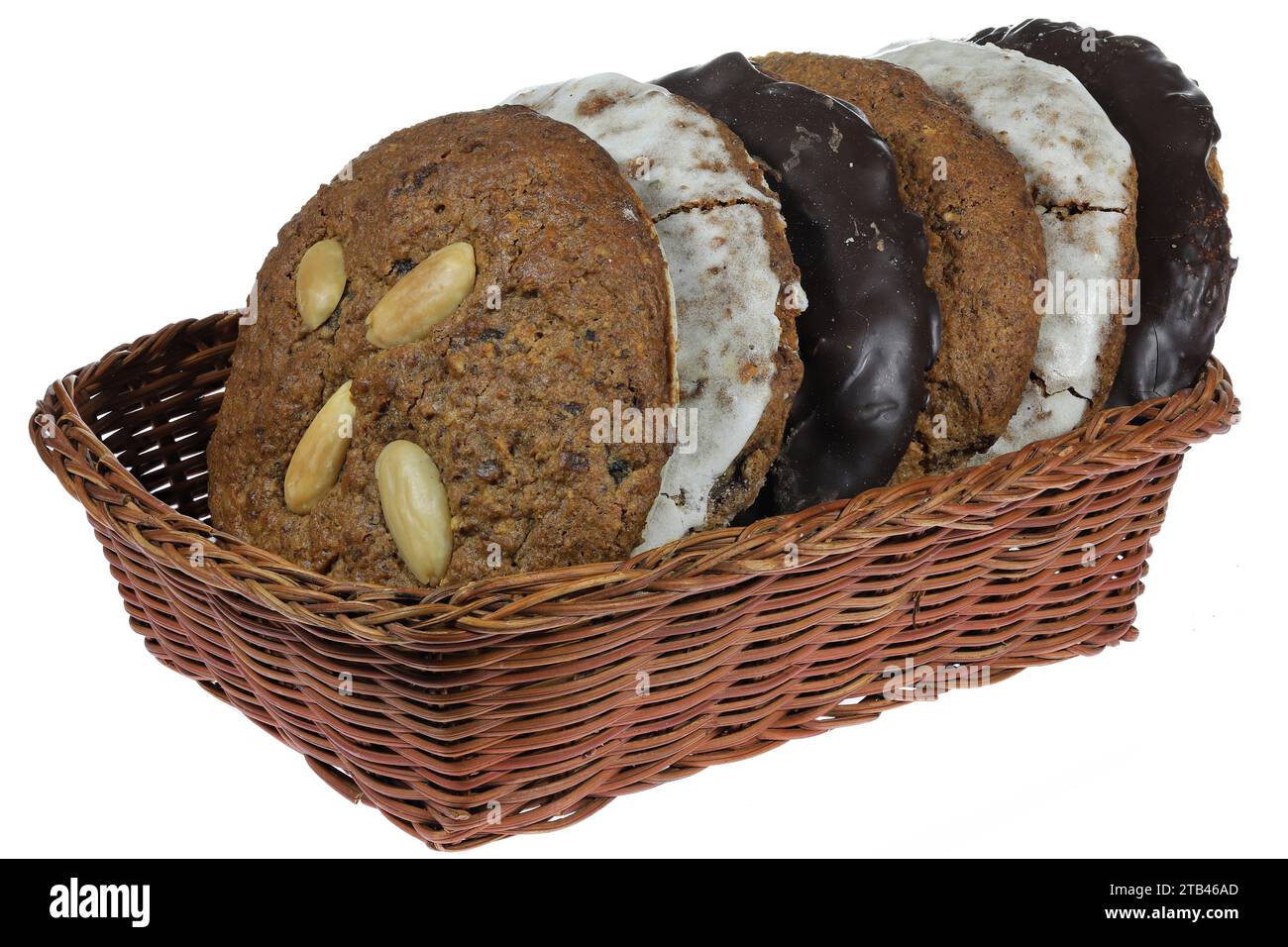 Original Nuremberg Elisen type Lebkuchen (gingerbread) in a basket ...