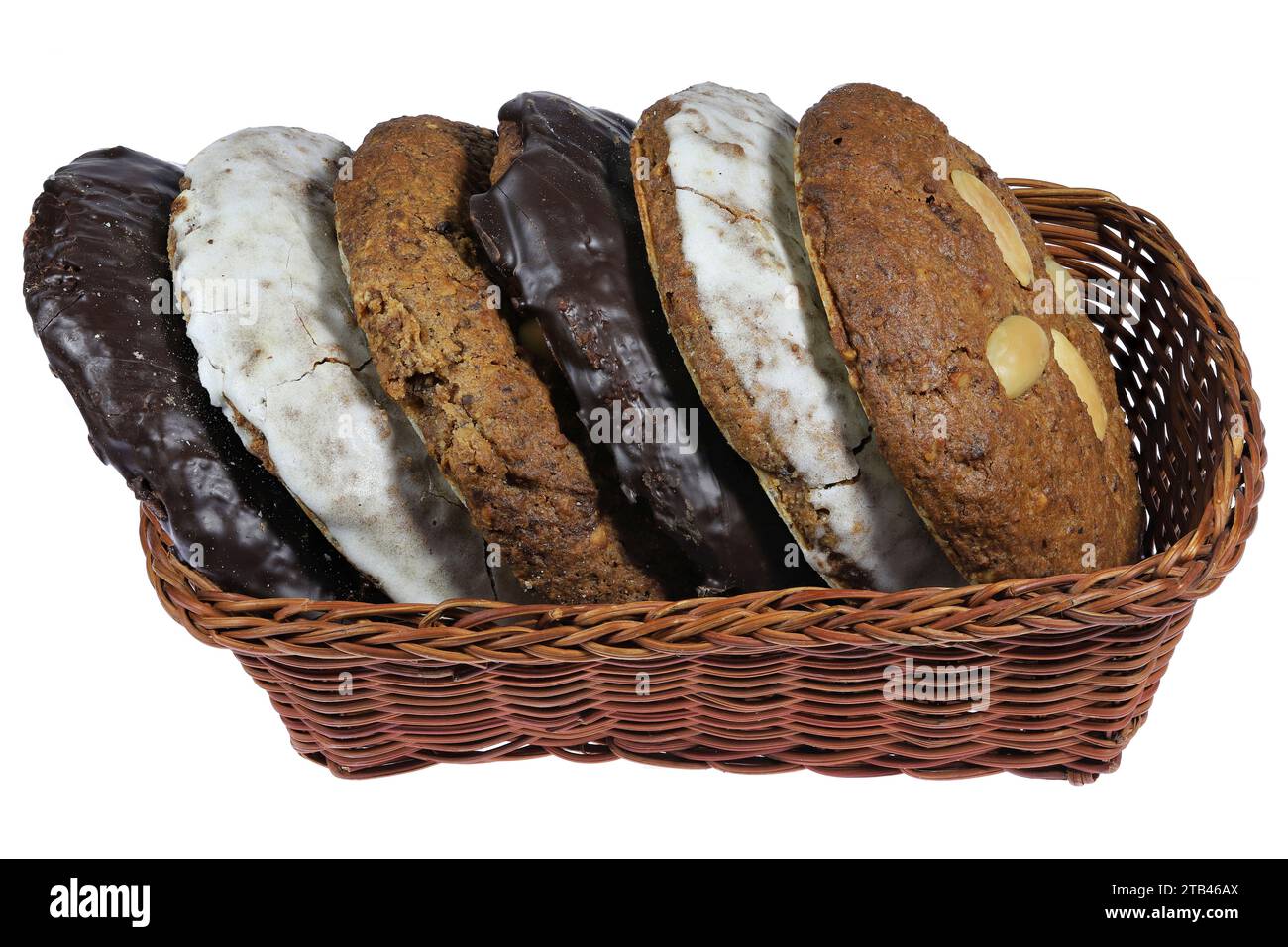 Original Nuremberg Elisen type Lebkuchen (gingerbread) in a basket ...
