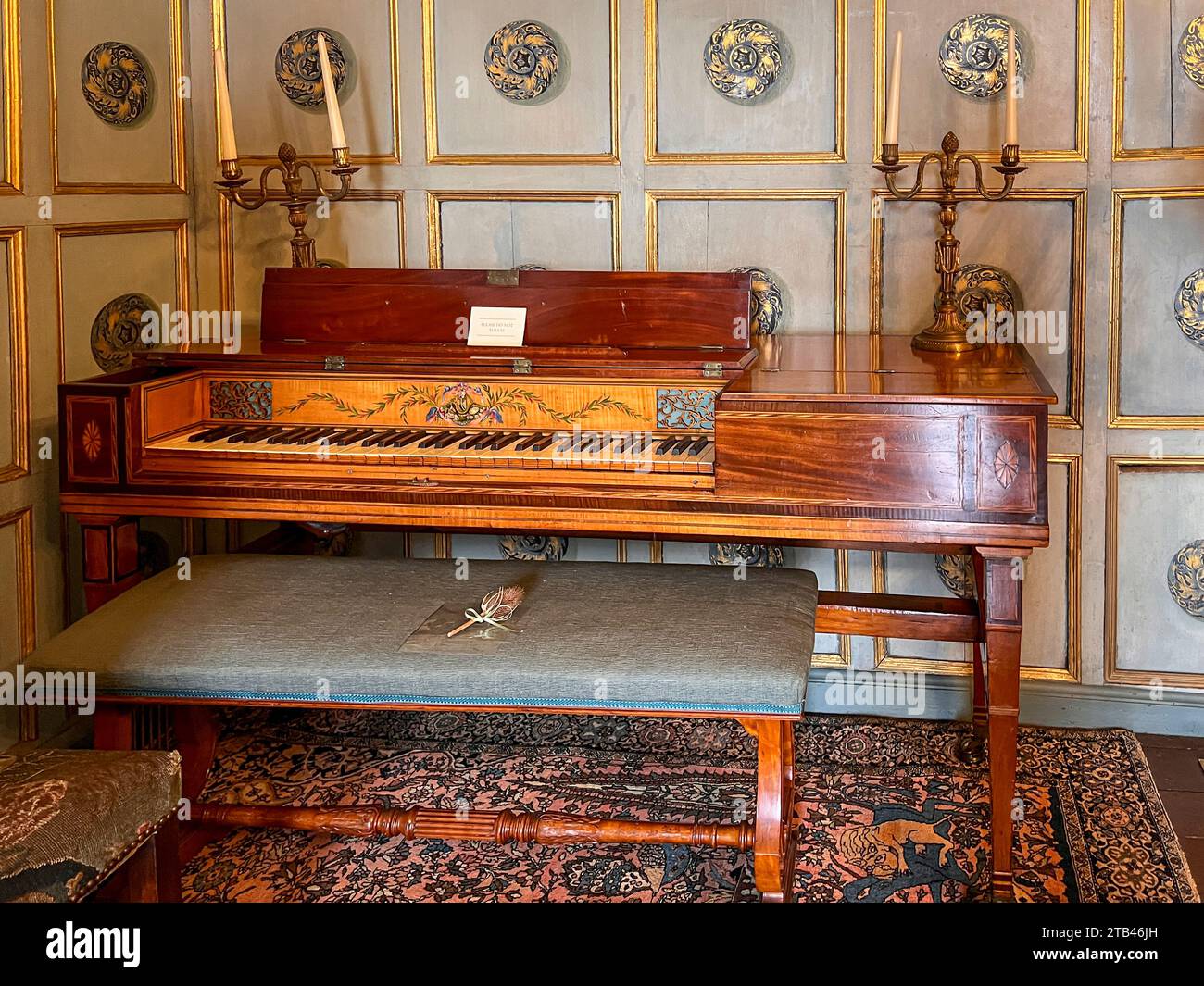 A rare 5½-octave square piano made in Dublin by William Southwell in 1784. This piano at Croft Castle in Yarpole, Herefordshire Stock Photo