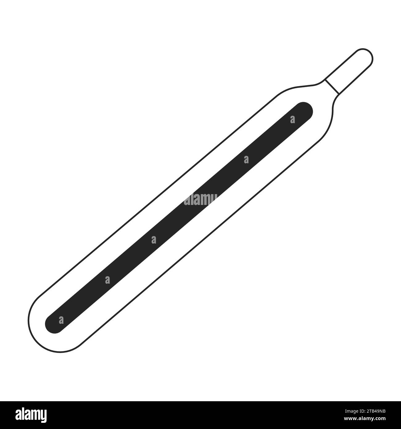 Mercury glass thermometer black and white 2D line cartoon object Stock