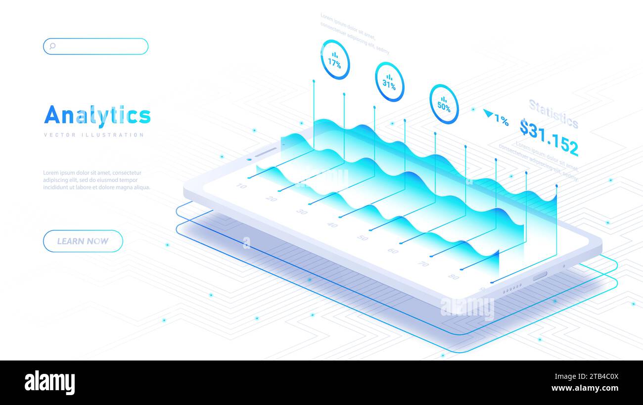 Phone system analytics white poster vector Stock Vector