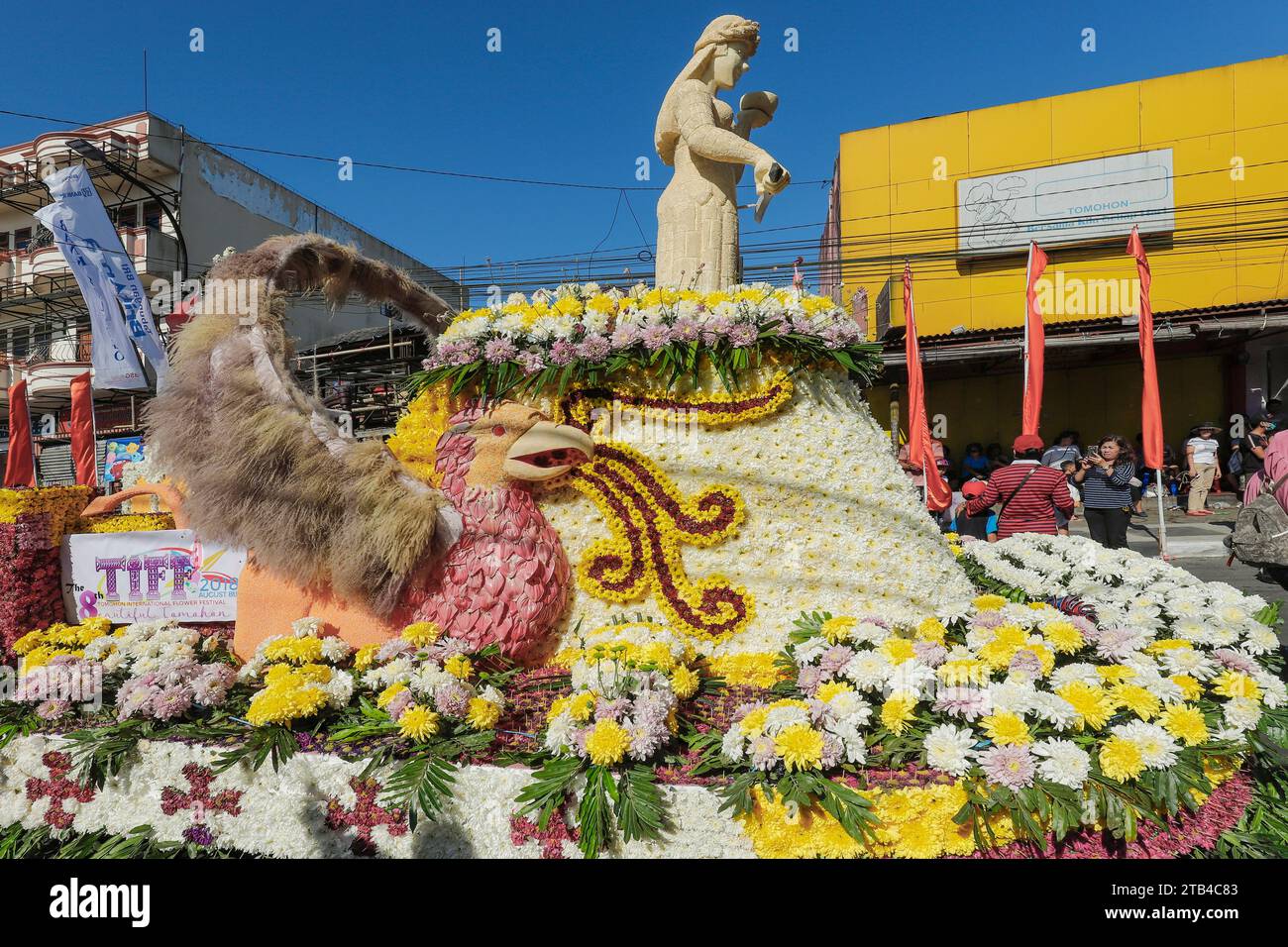 Float at the annual International Flower Festival parade in Tomohon city,  the centre of national floriculture. Tomohon, North Sulawesi, Indonesia. Stock Photo
