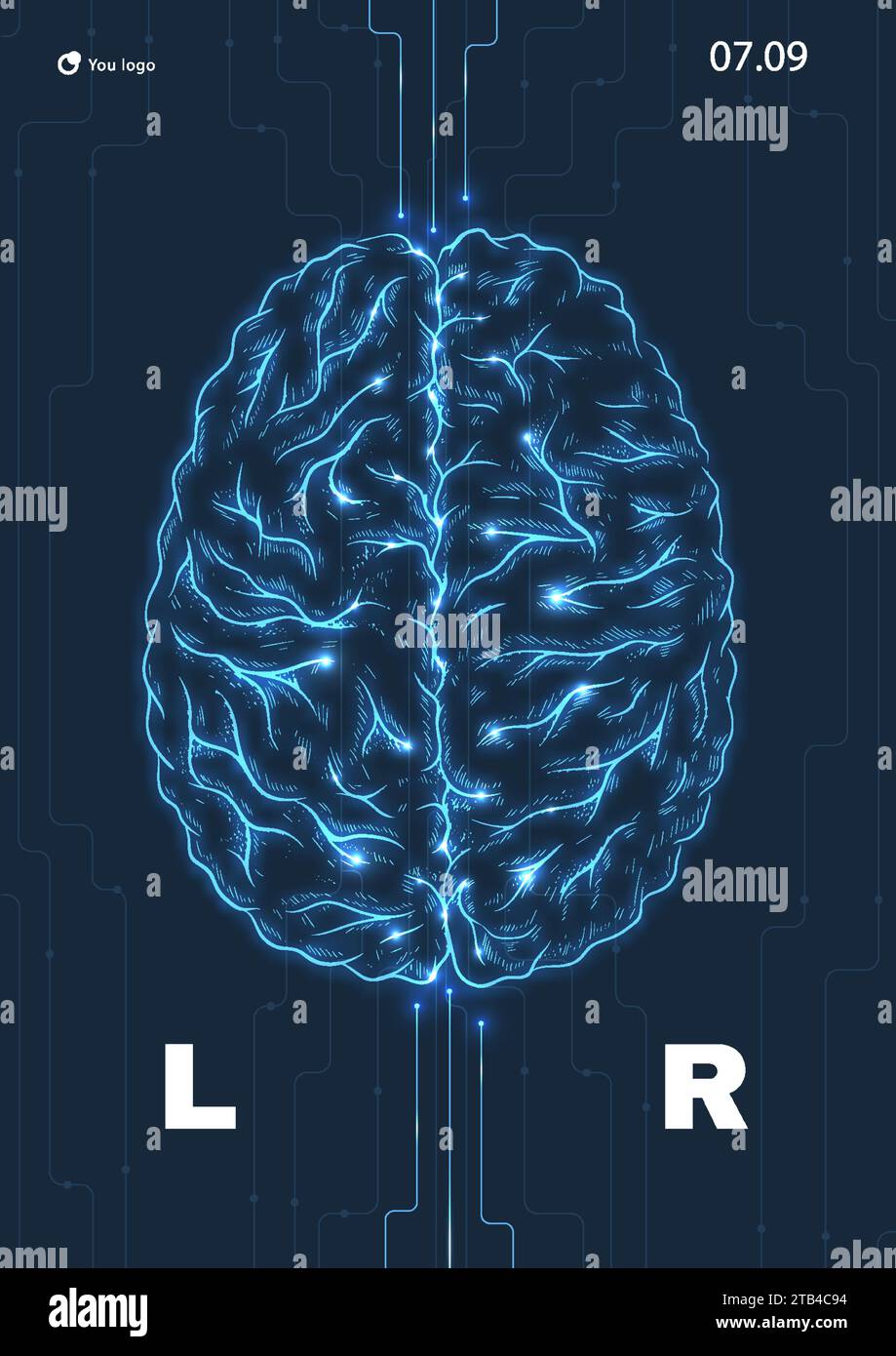 Technology medical banner with brains vector Stock Vector
