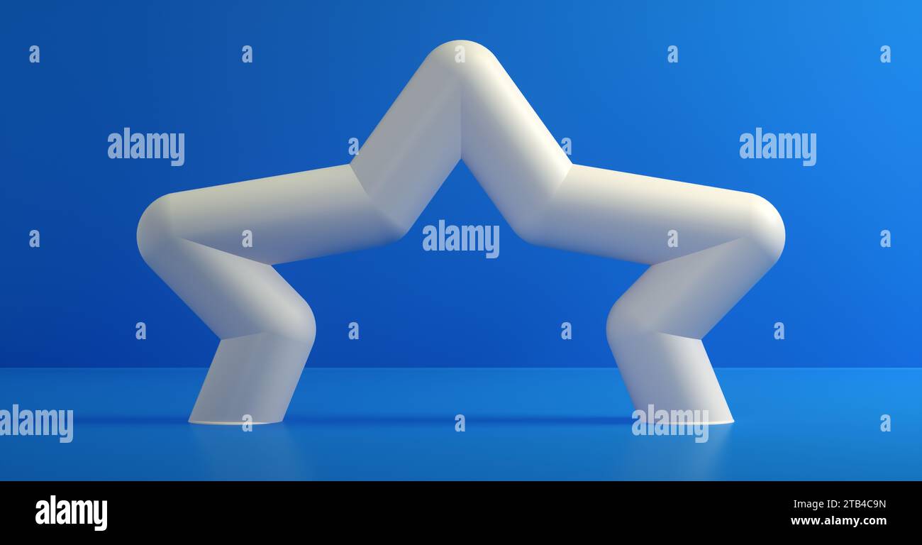 An Inflatable Arch in the Form of Star on Two Supports. Advertising Arch Template. Suitable for Events, Races, Marathon and Other Sports. 3D Render. Stock Photo