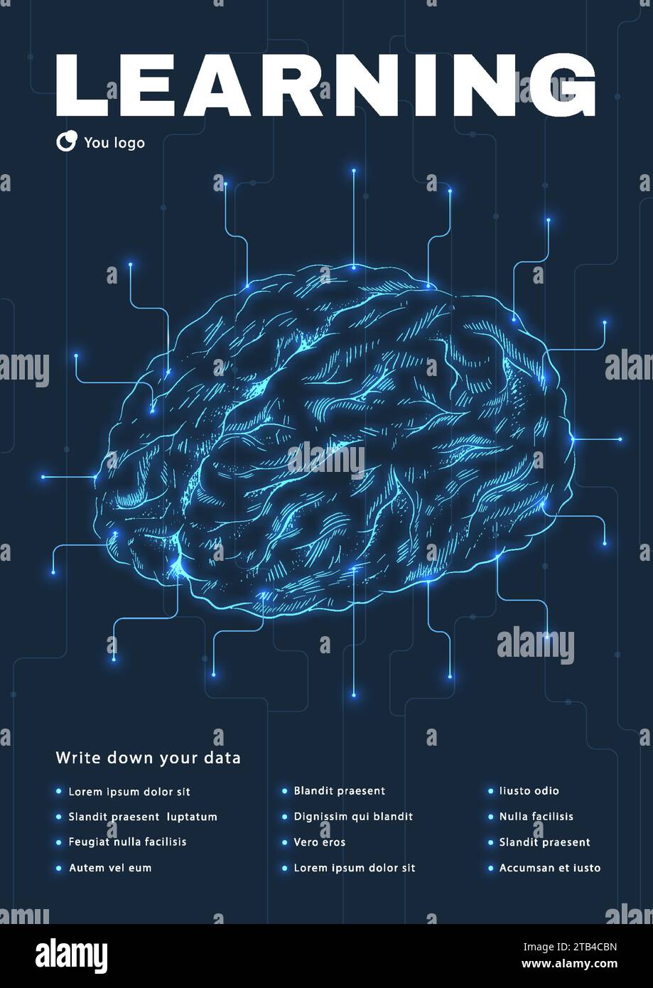 Technology medical banner with brains vector Stock Vector