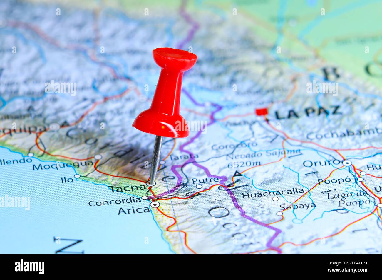 Tacna, Peru pin on map Stock Photo