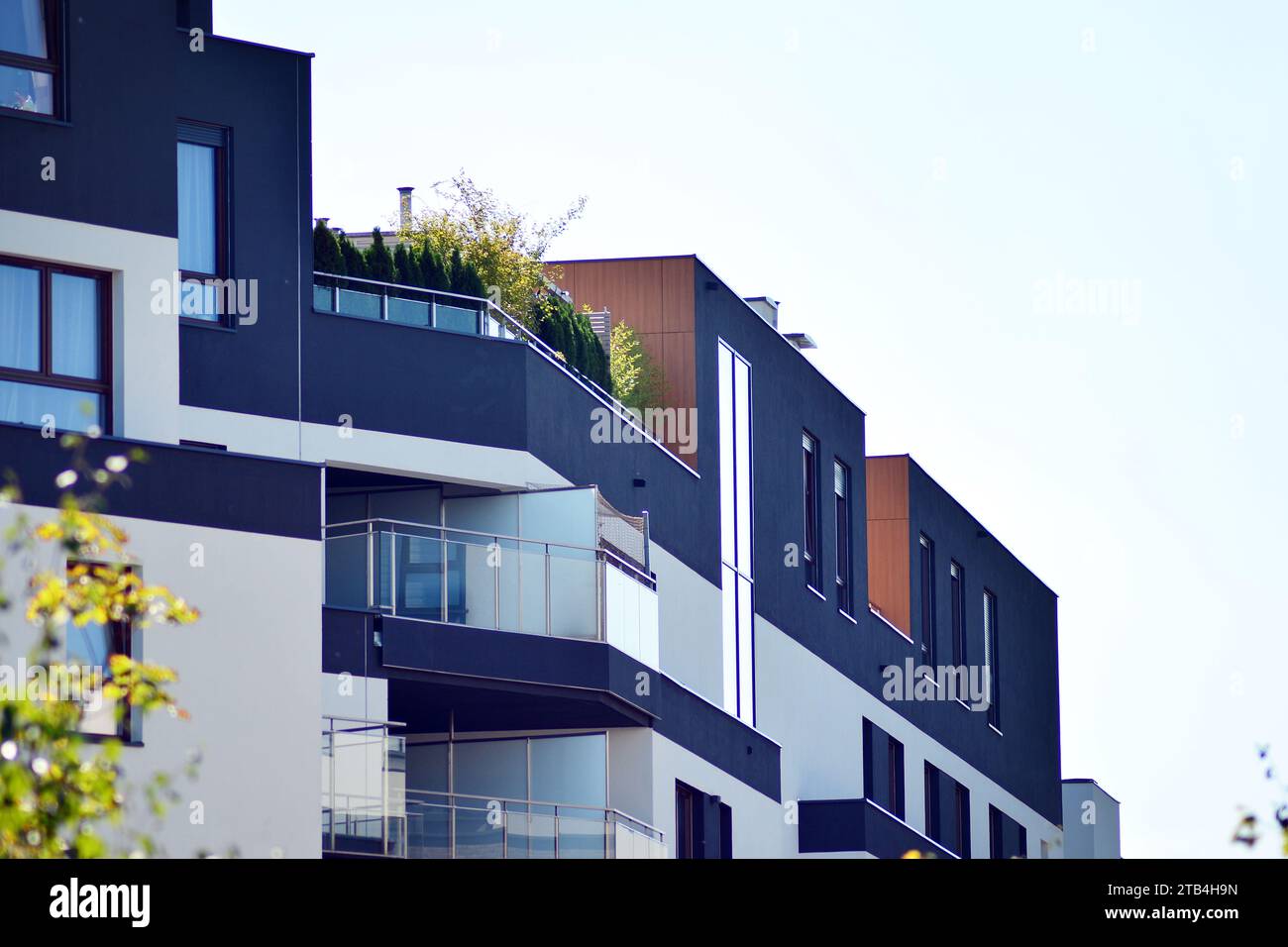 Flats In Building Multistory new modern apartment building. Stylish living block of flats ...