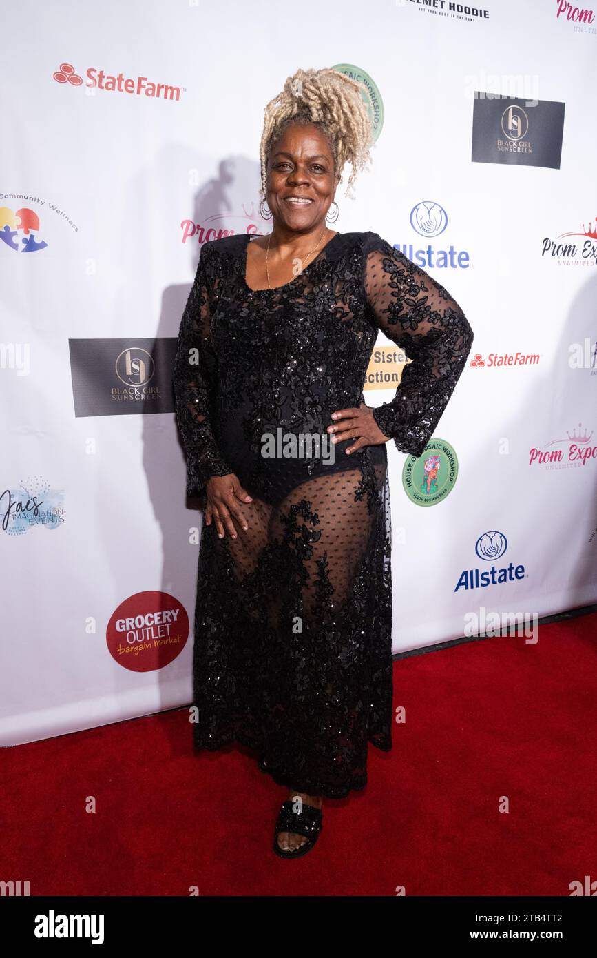 Los Angeles, California, USA. 2nd December, 2023. Fashion Designer StormyWeather Banks, Founder Prom Expo Unlimited, attending the Prom Expo Unlimited Fundraiser to benefit foster youth at a private location in Los Angeles, California.   Credit: Sheri Determan Stock Photo