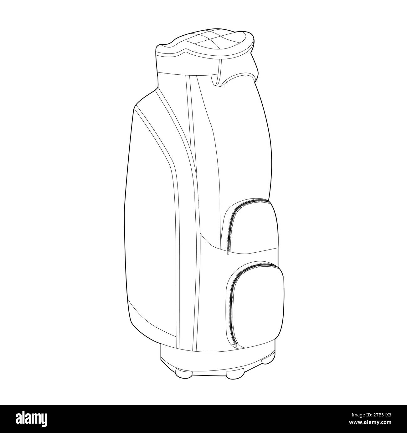 Golf Bag silhouette bag. Fashion accessory technical illustration