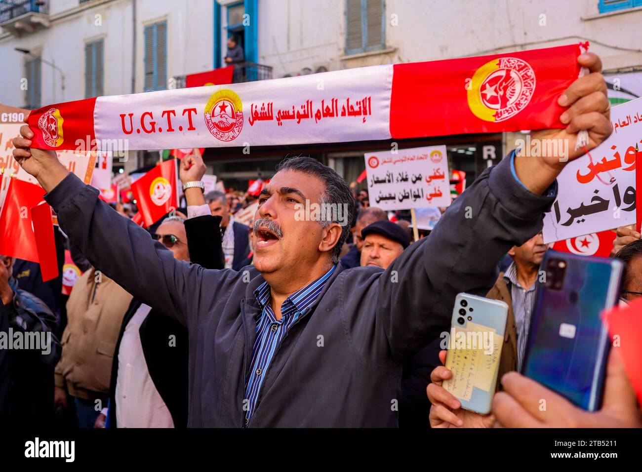 December 4, 2023: Tunis, Tunisia. 04 December 2023. Tunisians hold a