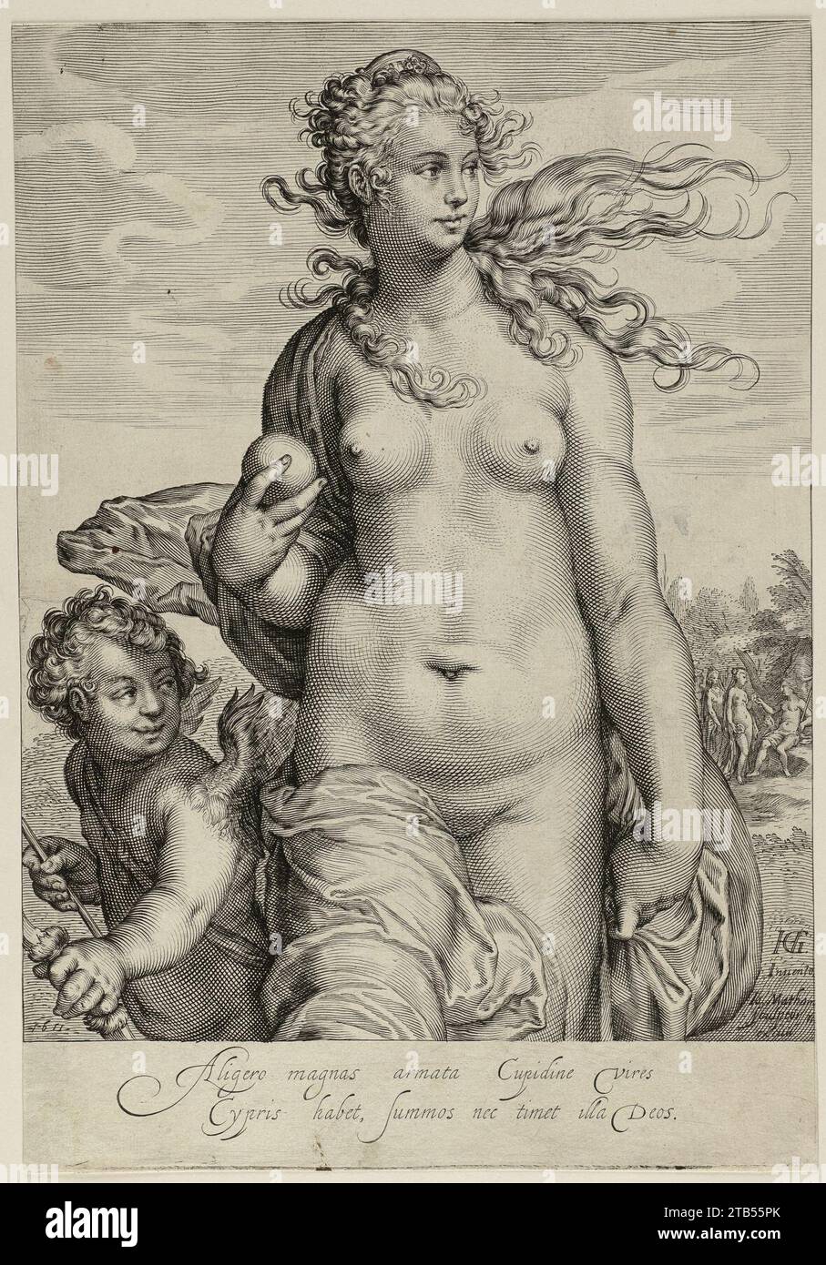 Venus met de gouden appel van Paris. Stock Photo