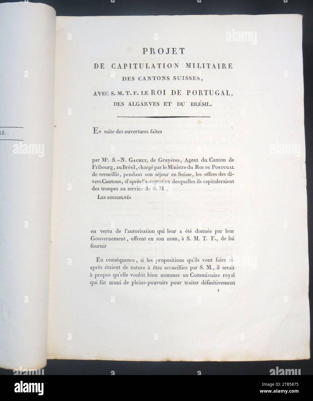 Vorschlag Militärkapitulation Brasilien 1819. Stock Photo