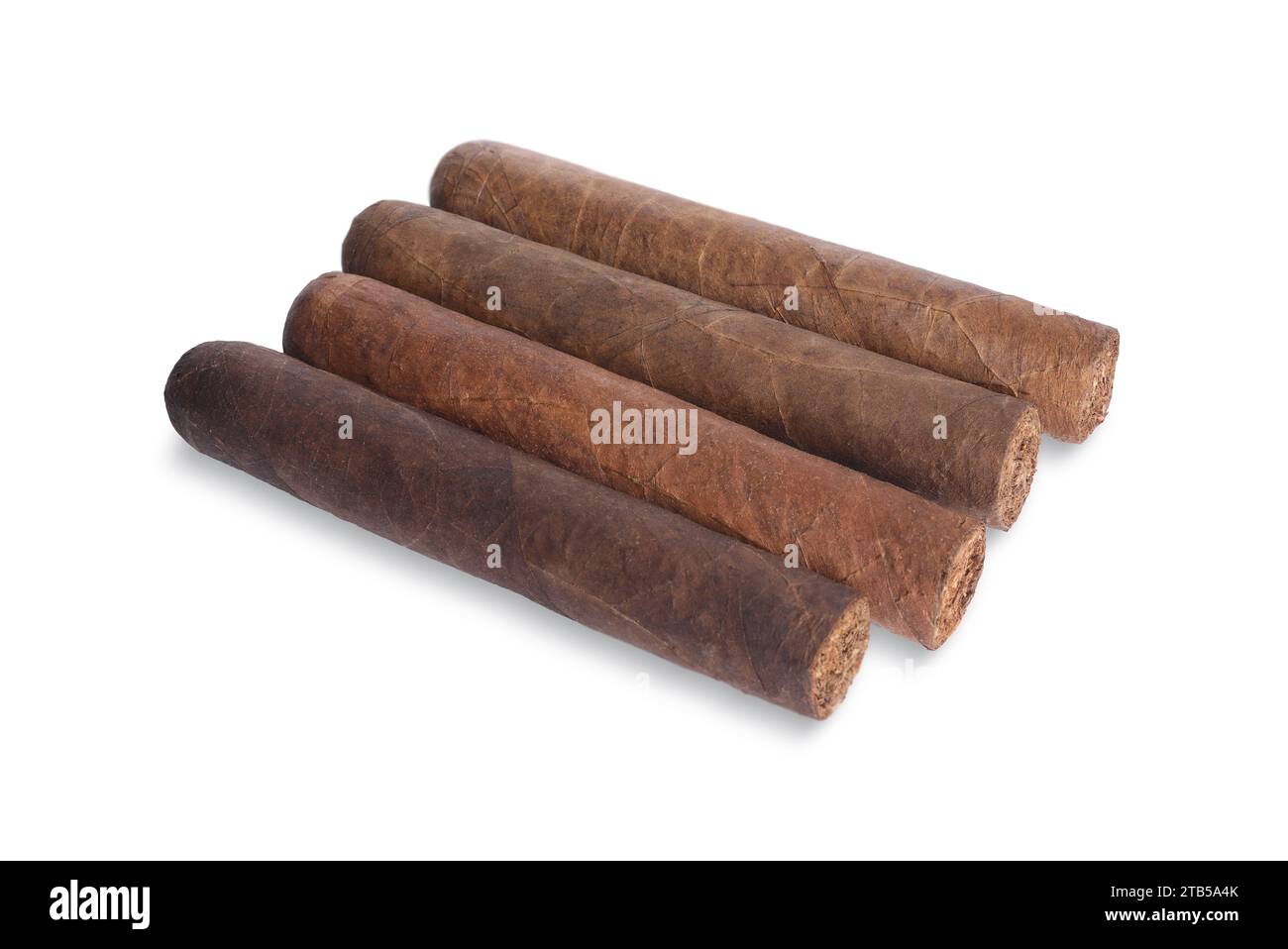 Cigars wrapped in tobacco leaves isolated on white Stock Photo Alamy