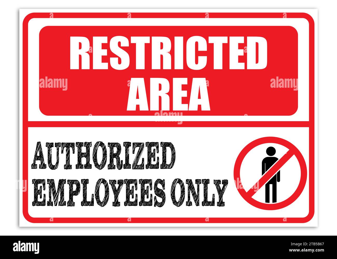 Sign with text Restricted Area Authorized Employees Only on white