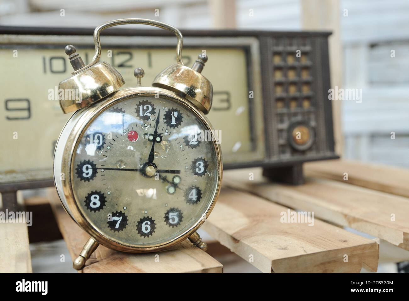 A Classical alarm clock that still uses a bell as a charming round