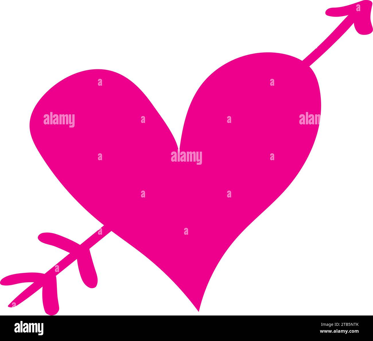 scribbled heart arrow Stock Vector