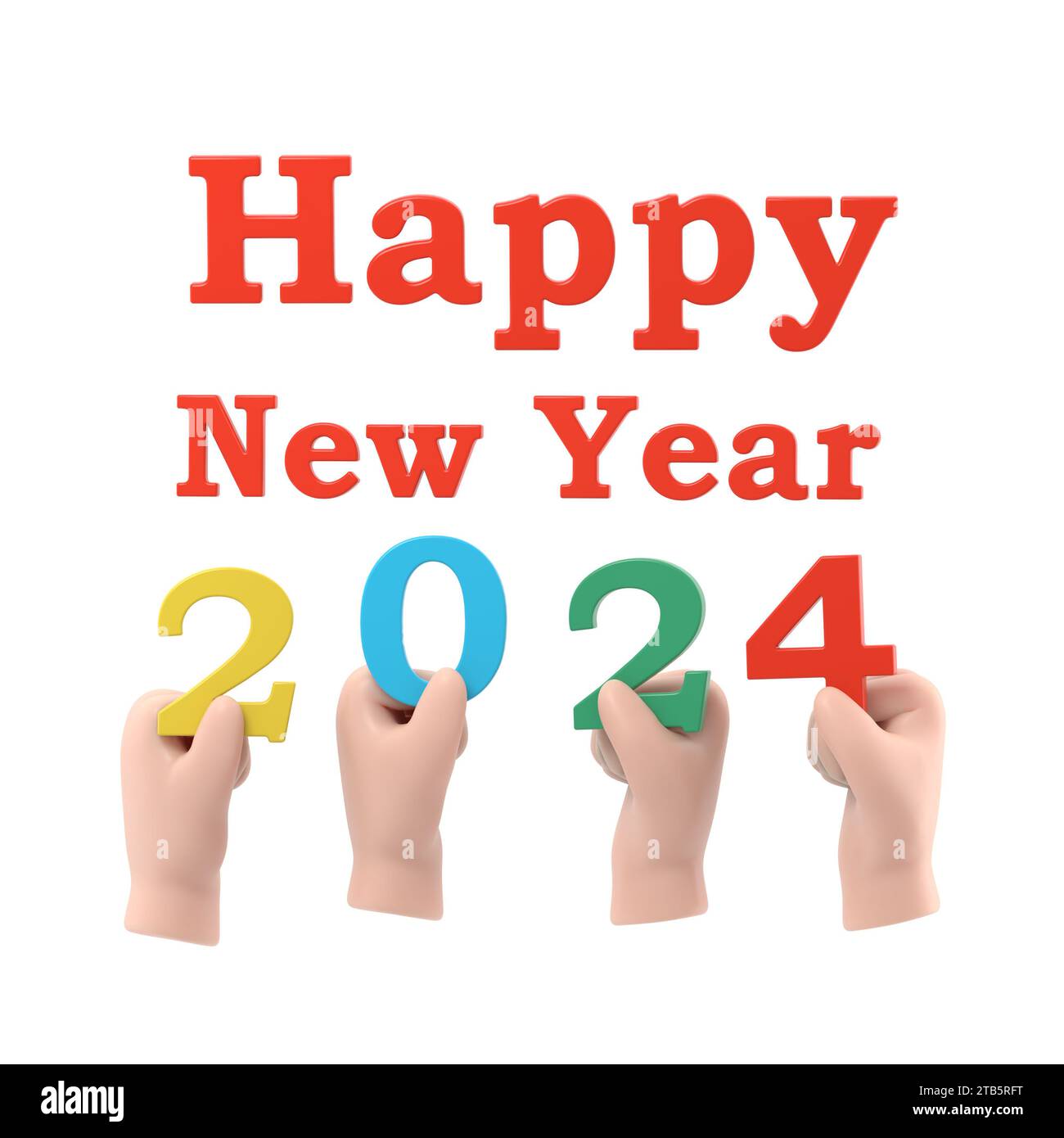 Happy New Year 2024. Team businessmen holding numbers 2024,and text