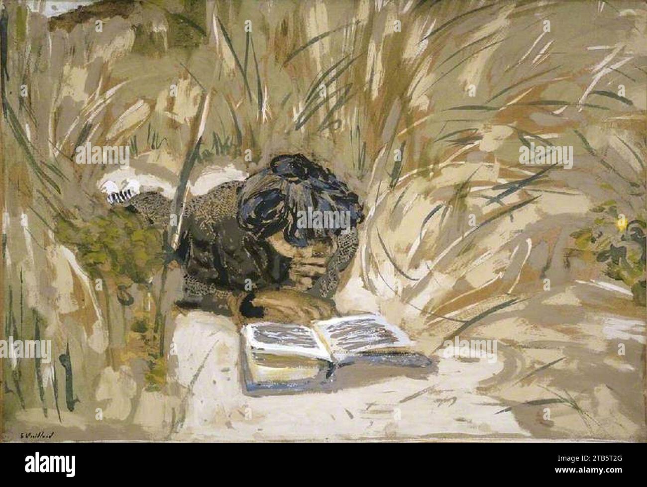 Vuillard - Woman Reading in the Reeds, Saint-Jacut-de-la-mer, 1909. Stock Photo