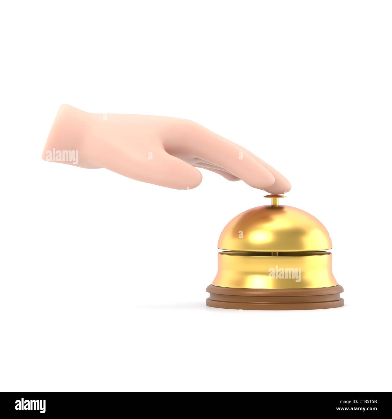 Male hand pressing service bell. Service bell,flat design style. 3d