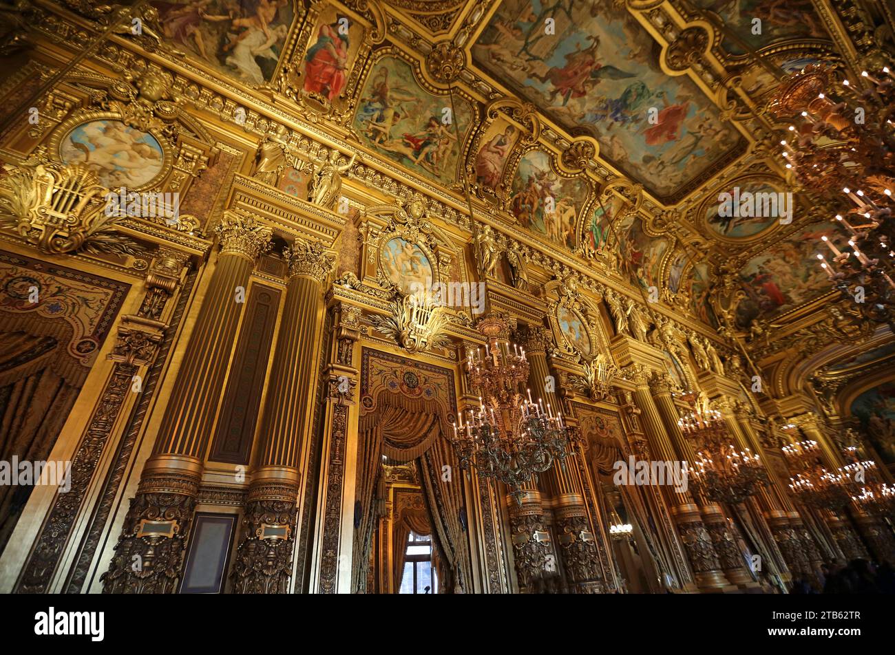 Inside Grand Foyer - Palace Garnier, Paris Stock Photo