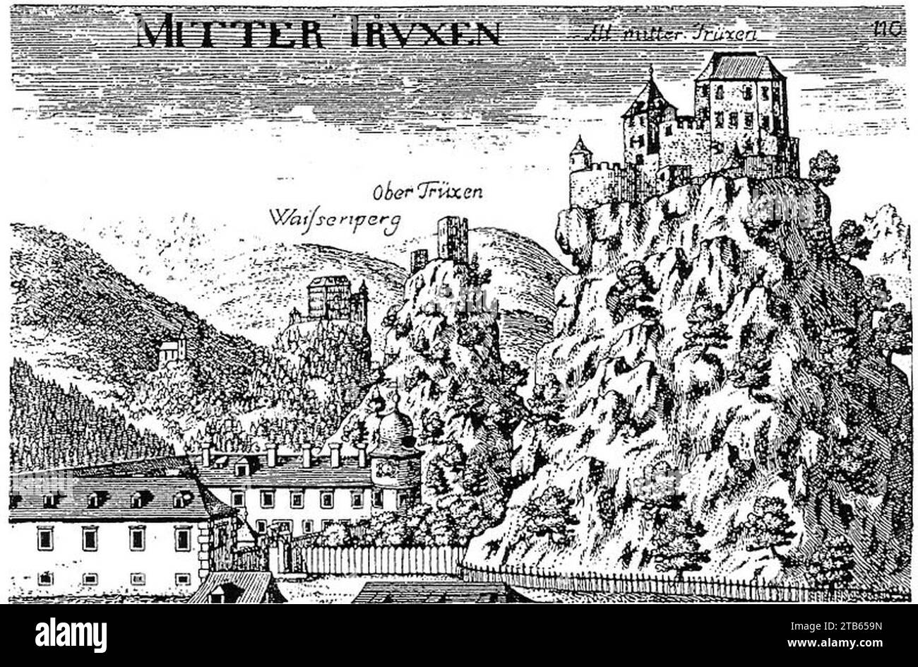 Waisenberg, Obertrixen und Mittertrixen um 1688. Stock Photo