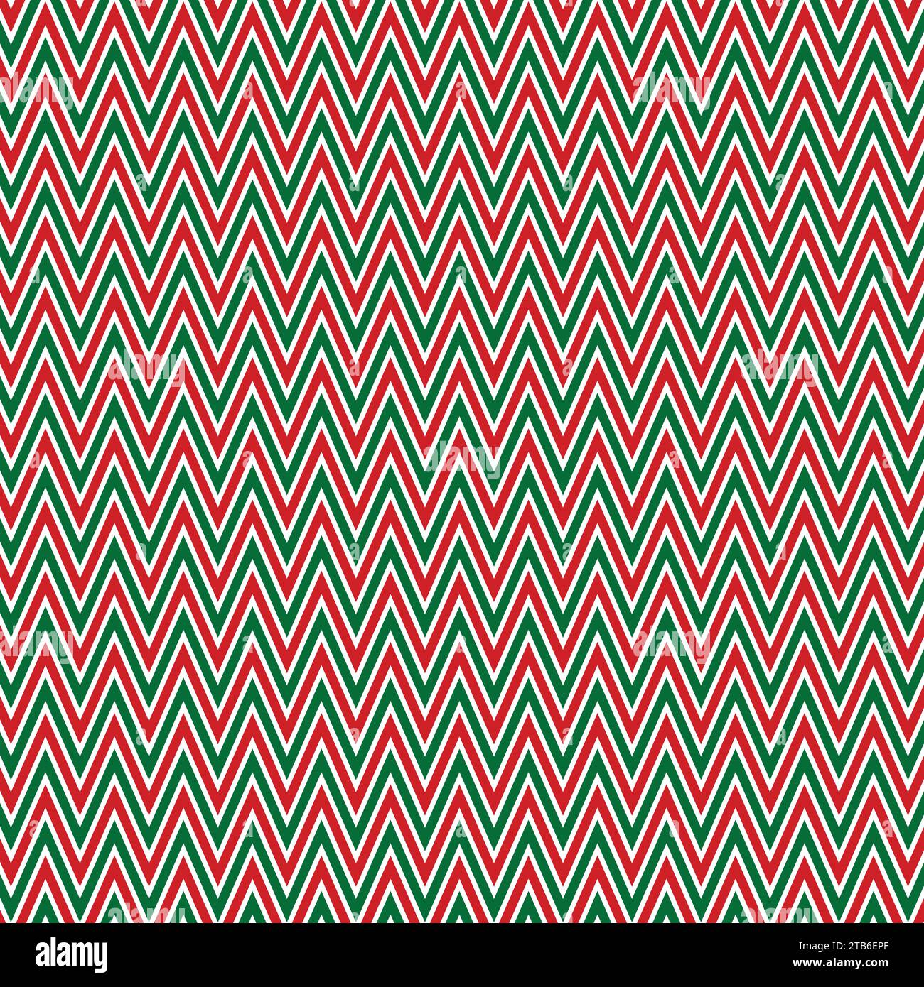 Christmas pattern chevron design wallpaper. Red, green and white color zigzag pattern. Stock Vector