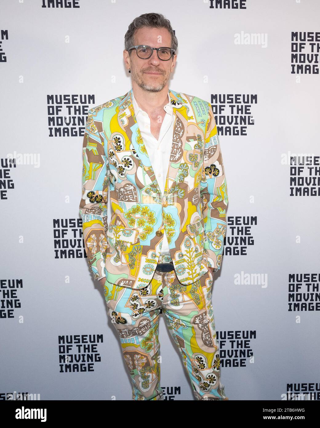 New York, USA. 04th Dec, 2023. Brian Selznick arrives at the Winter Moving Image Awards honoring Todd Haynes at the Museum of the Moving Image in Queens, New York, on Dec. 4, 2023. (Photo by Gabriele Holtermann/Sipa USA) Credit: Sipa USA/Alamy Live News Stock Photo