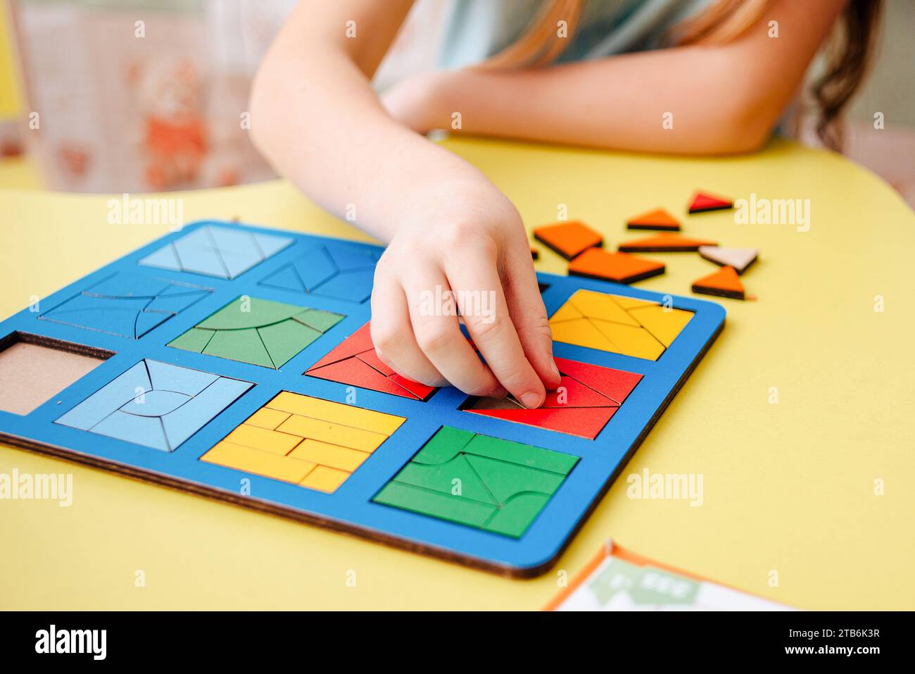 Study of color and shape. Matching game. Montessori methodology tool