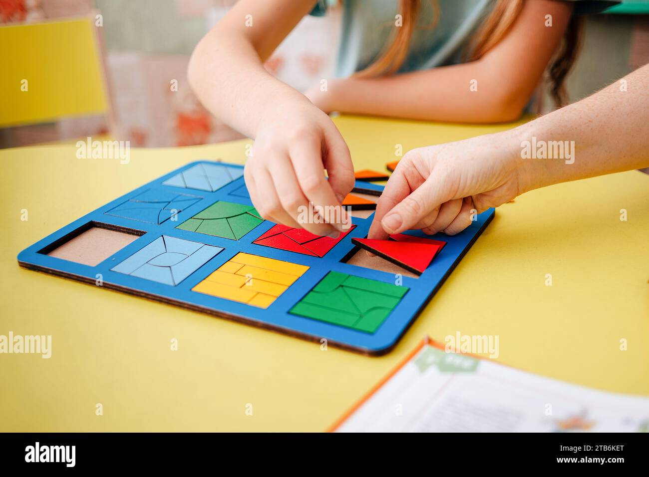 Study of color and shape. Matching game. Montessori methodology tool