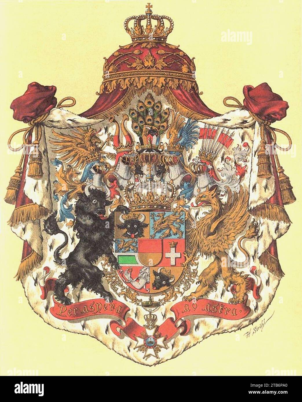 Wappen Deutsches Reich - Grossherzogtum Mecklenburg-Schwerin. Stock Photo