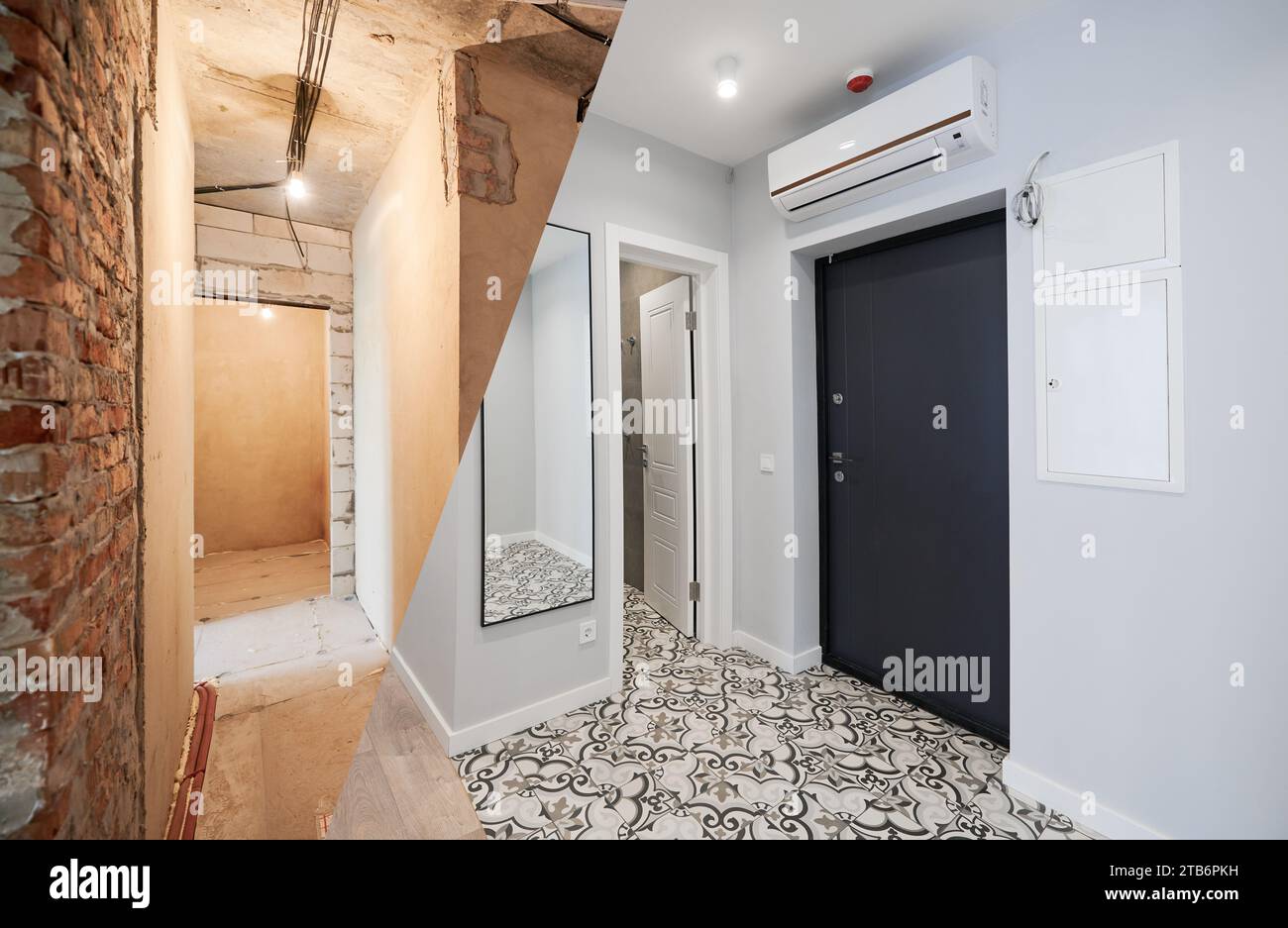 Comparison of old flat and new renovated apartment with modern interior ...