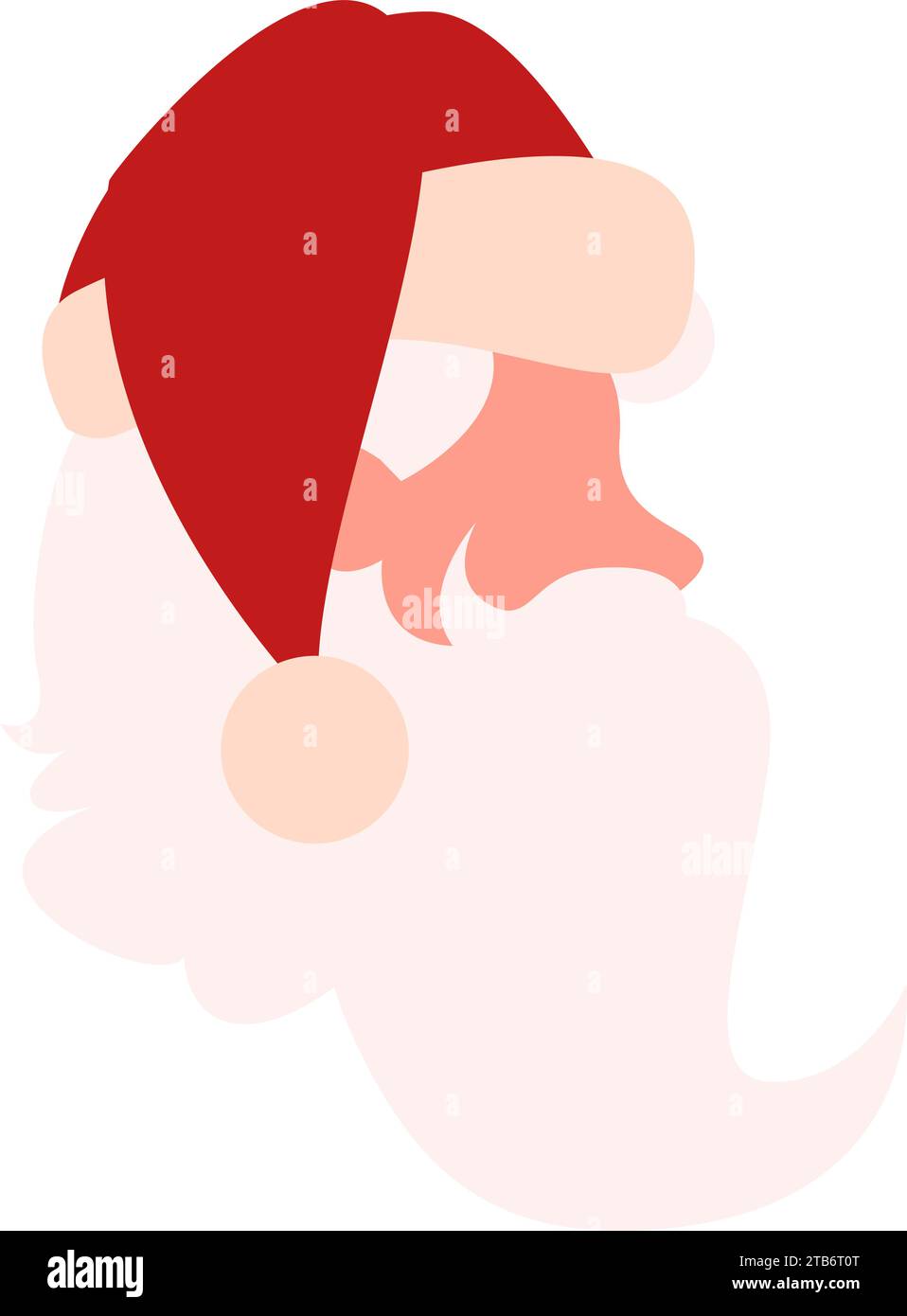 Red Pink Pop Art profile of Santa Claus face with lush white beard dressed in red cap. Flat Santa holiday icon. Christmas event element. Simple flat v Stock Vector