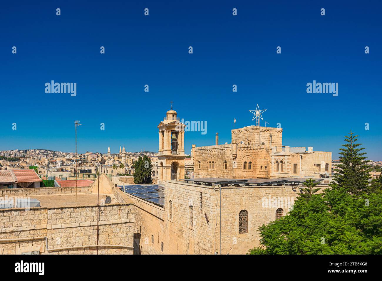 Scenic view of Bethlehem, West Bank, Palestine cityscape. According to the Christian Tradition Jesus Christ's birthplace Stock Photo
