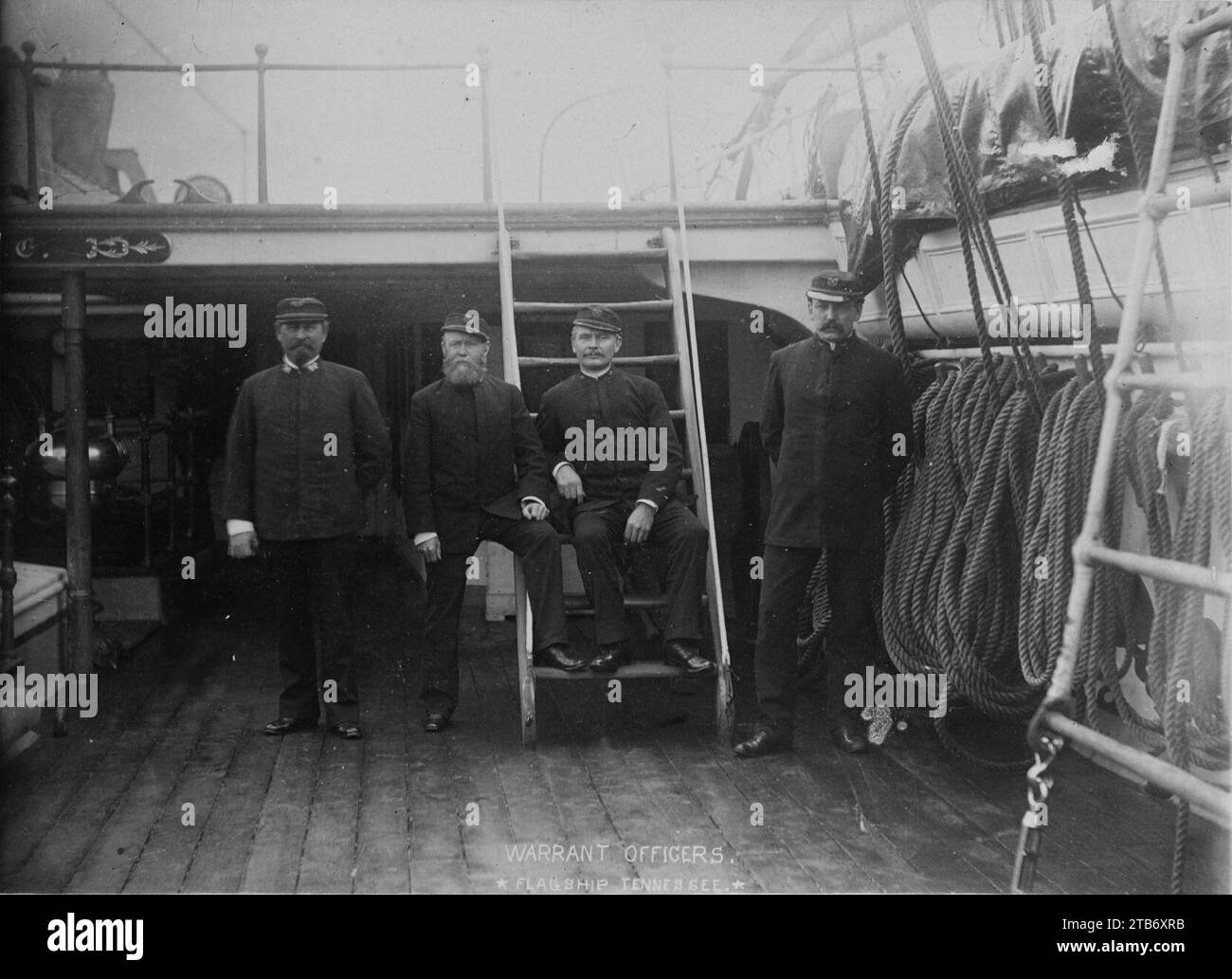 Warrant Officers on board USS TENNESSEE (1865-1886, ex-MADAWASKA) - NH 123. Stock Photo