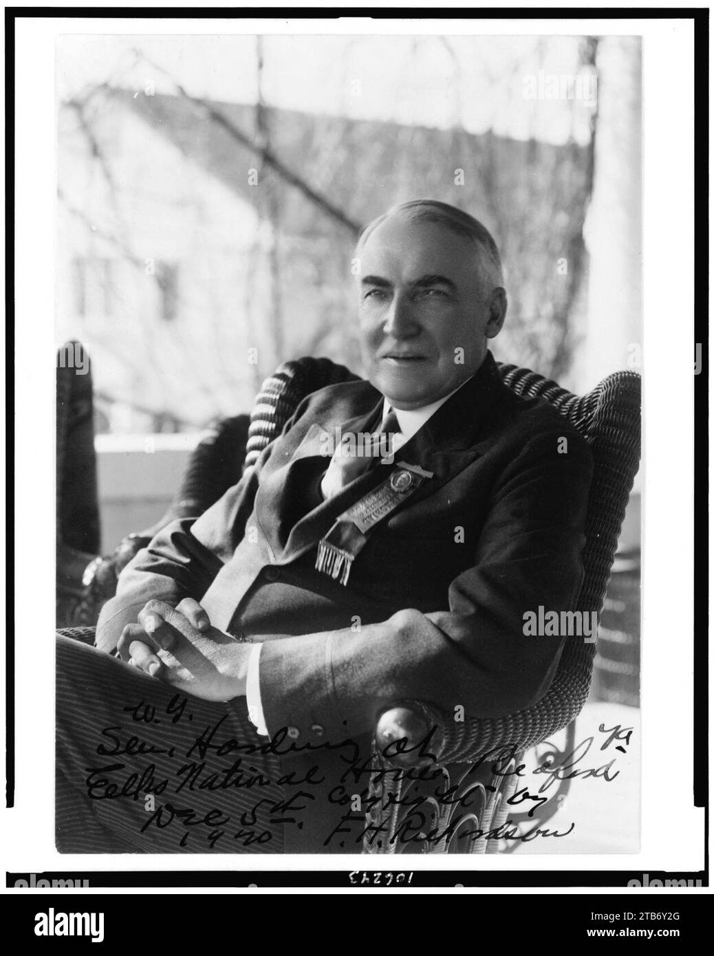 Warren G. Harding, half-length portrait, seated, facing left, at Elks