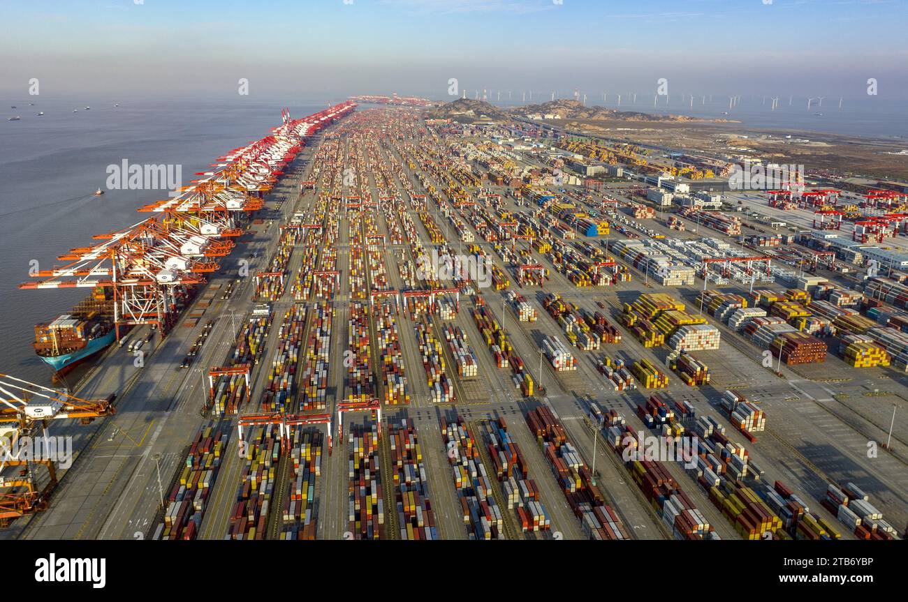 Aerial photo shows the Yangshan Port in Shanghai, China, 2 December ...