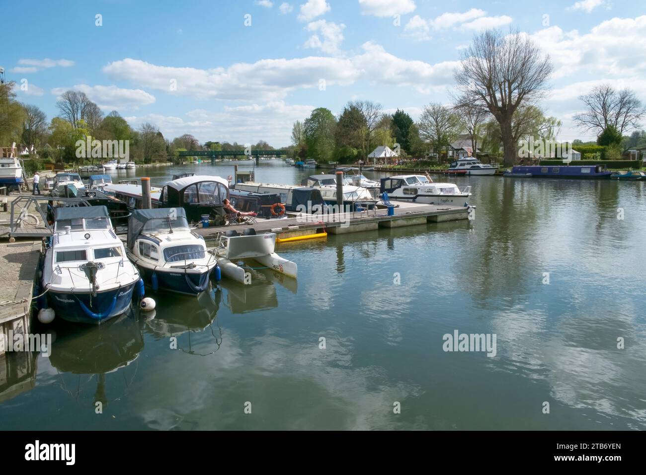 Boats moored at Bourne End Marina, River Thames, Bourne End, Buckinghamshire, UK Stock Photo