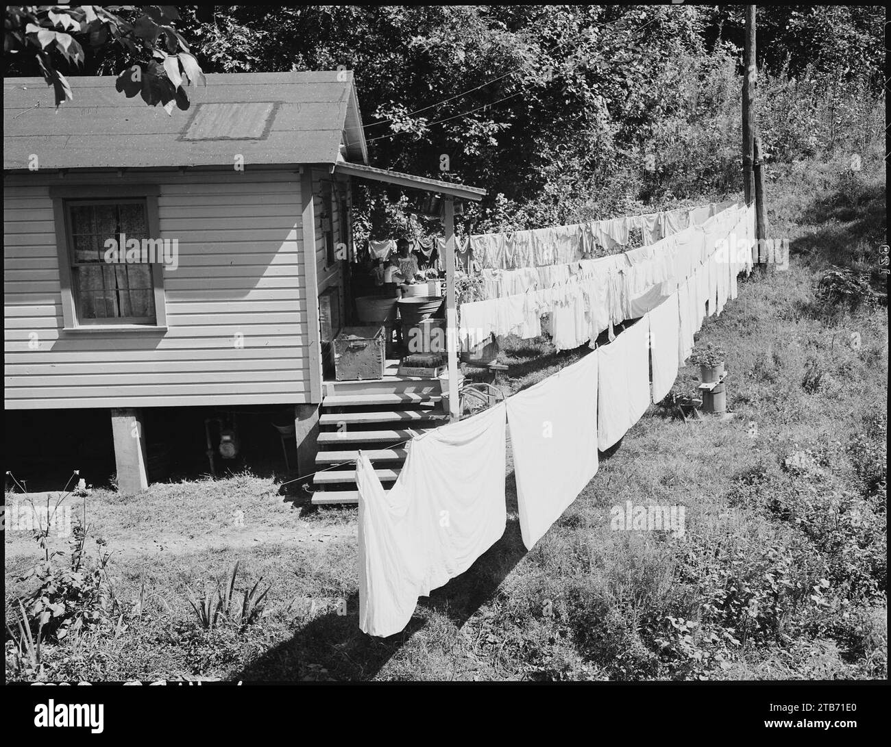 Washday in section of company housing project. Inland Steel Company, Wheelwright ^1 & 2