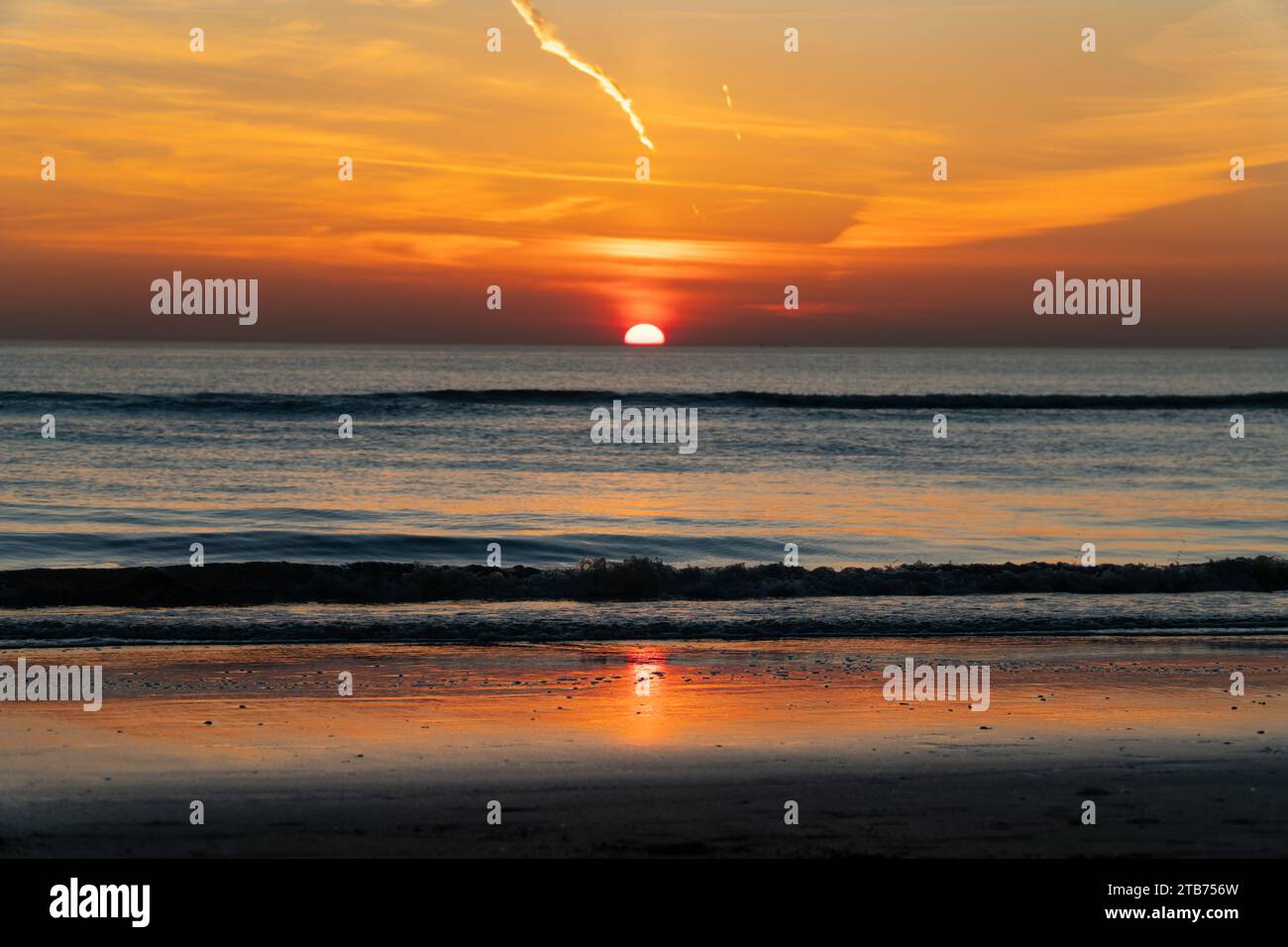 Sunset at the beach in Zandvoort Stock Photo Alamy