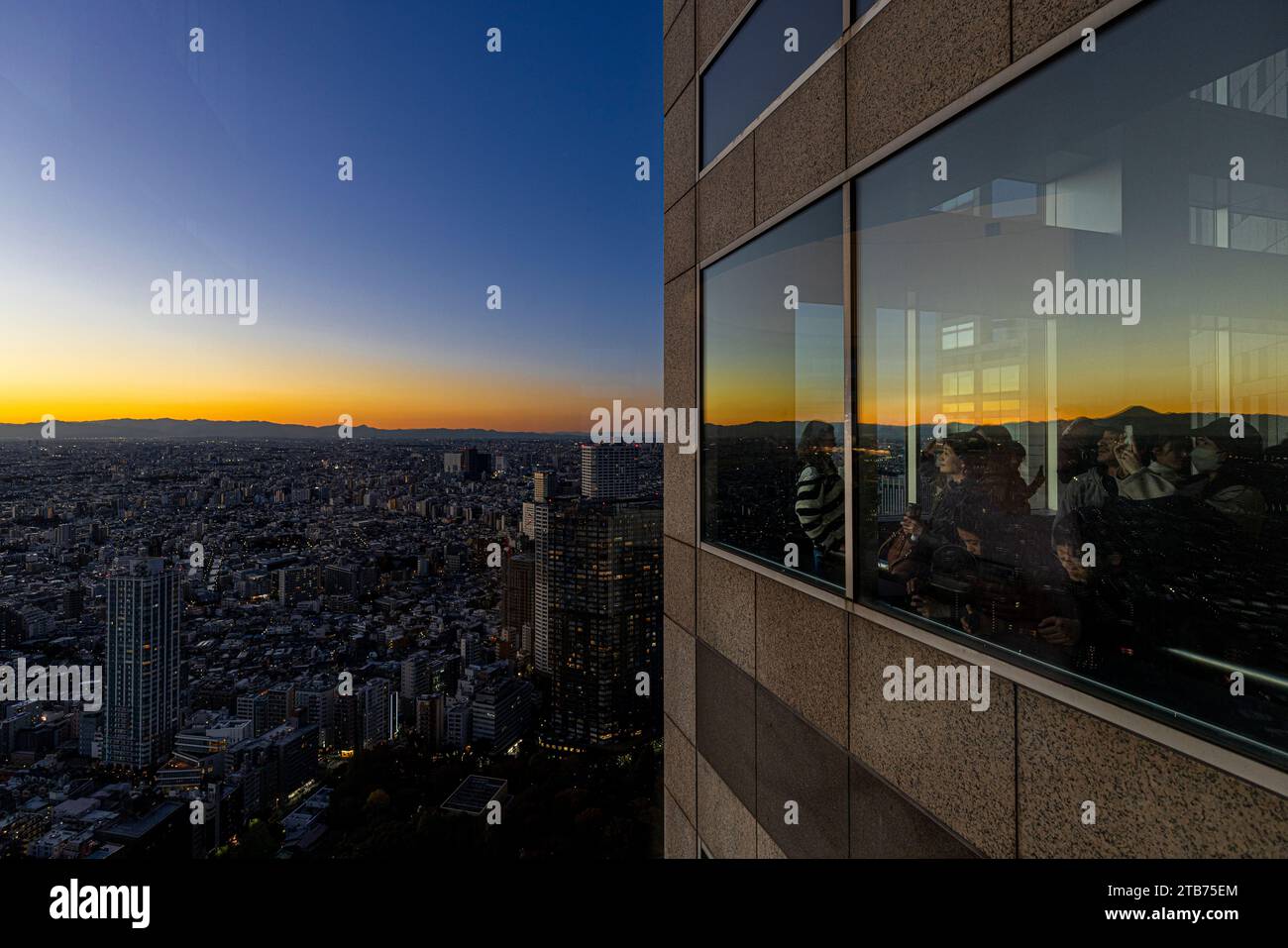 TOKYO/JAPAN - November 19, 2023:people observe the Tokyo cityscape from the government building Stock Photo